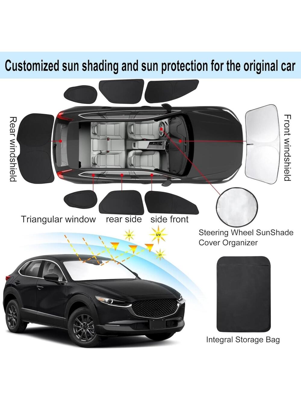 8pcs Car Window Shades Mazda CX-30 2019-2025 Full Covers Sun Privacy Screens UV